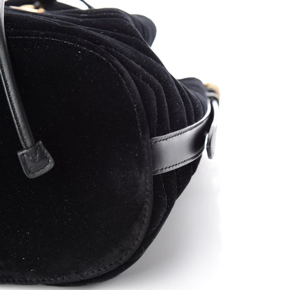 Gucci Velvet Matelasse GG Marmont Bucket Bag Black 6 of 9