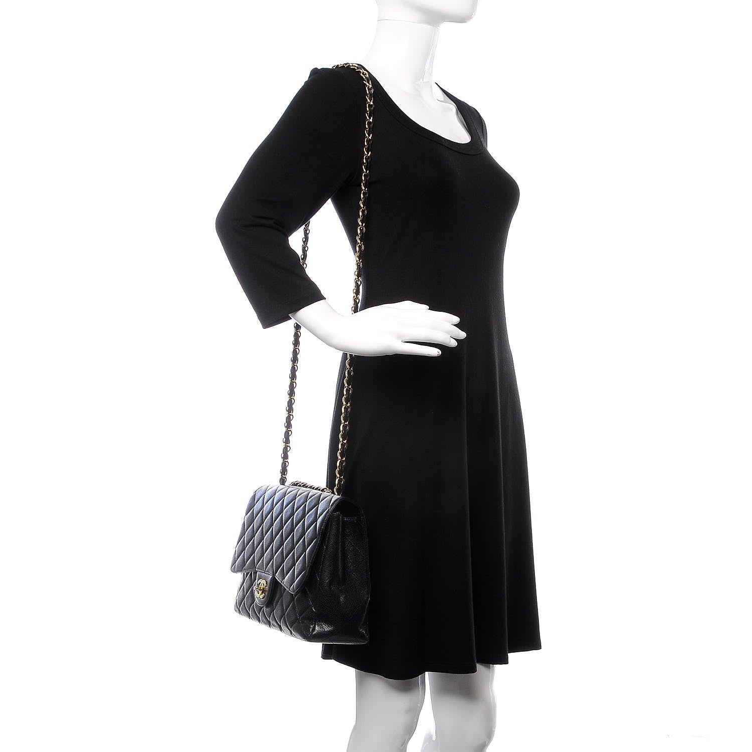 Chanel Caviar Quilted Jumbo Single Flap Black 2 of 20