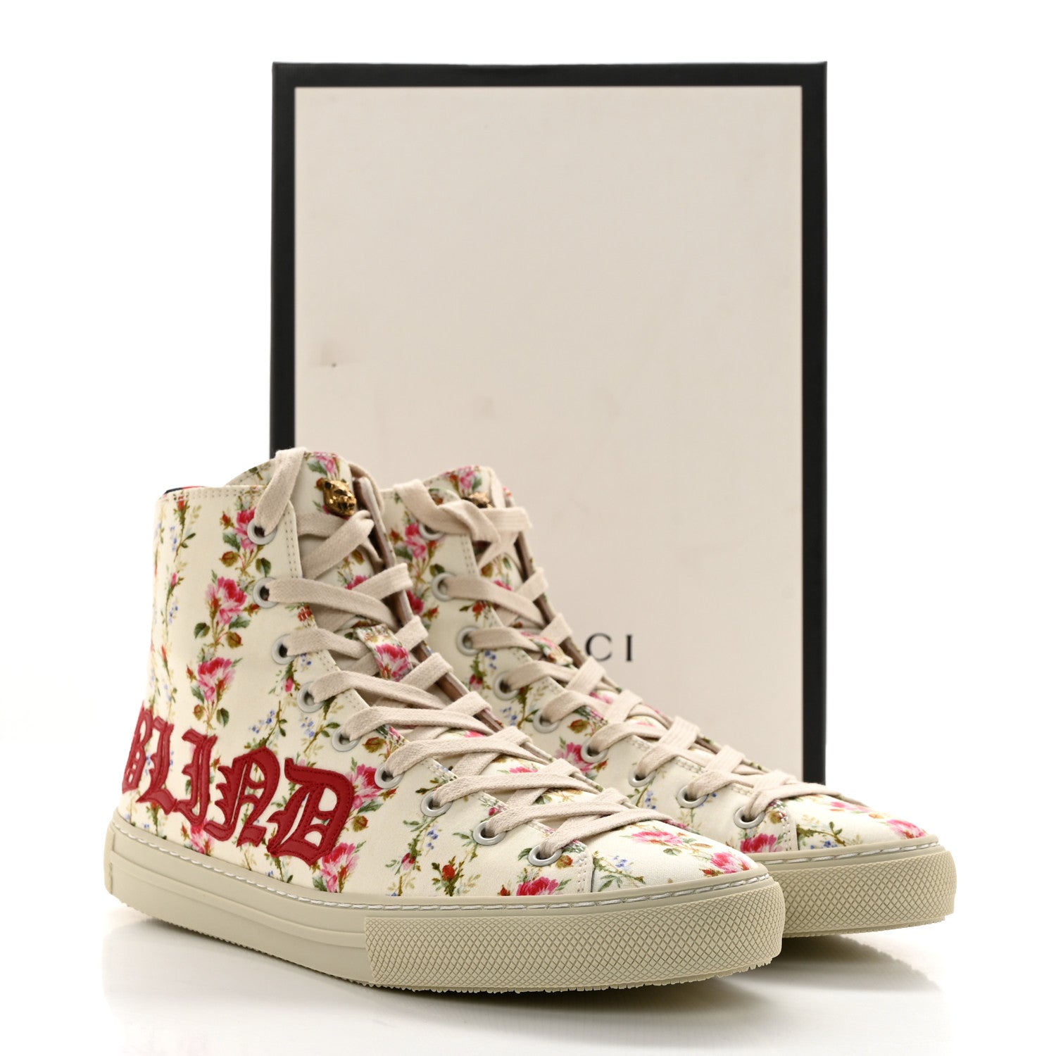 Gucci Canvas Romantic Print Major Blind For Love High Top Sneakers 37 Ivory 9 of 9
