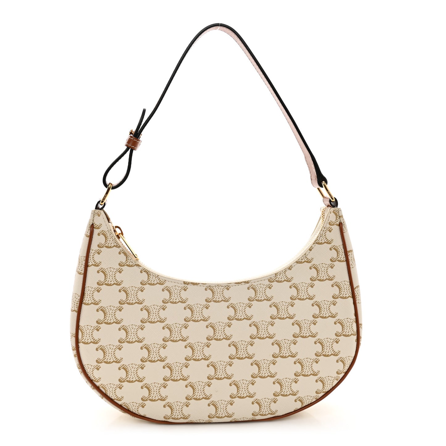 Canvas Calfskin Ava Triomphe Shoulder Bag White