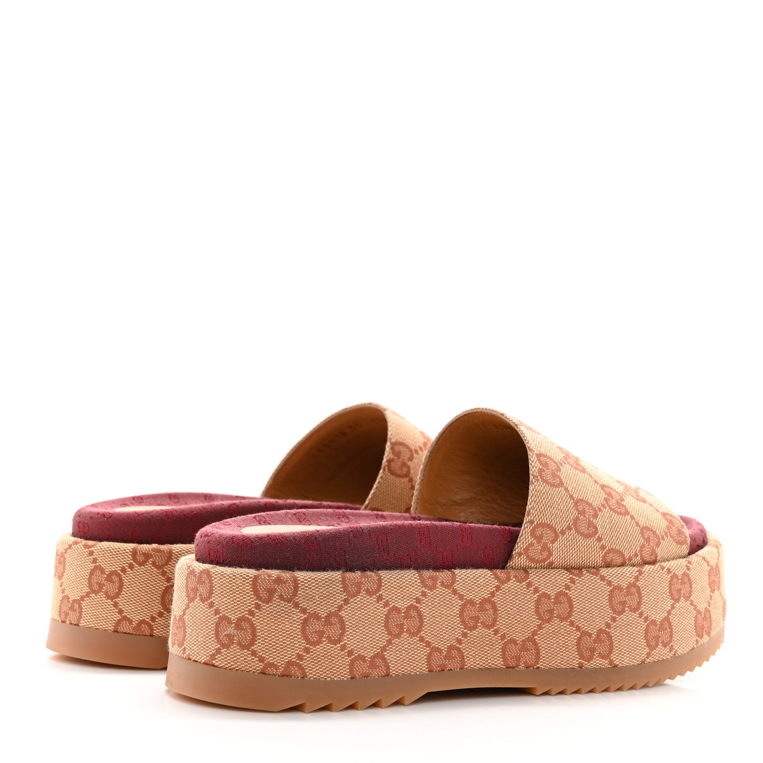 Gucci Canvas GG Monogram Angelina Platform Slide Sandals 35 Beige Ruggine 4 of 9