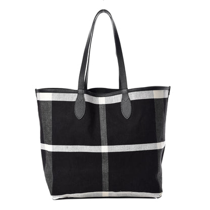 Burberry Coated Canvas Mega Check Sketchbook Medium Reversible Doodle Tote Black 3 of 13