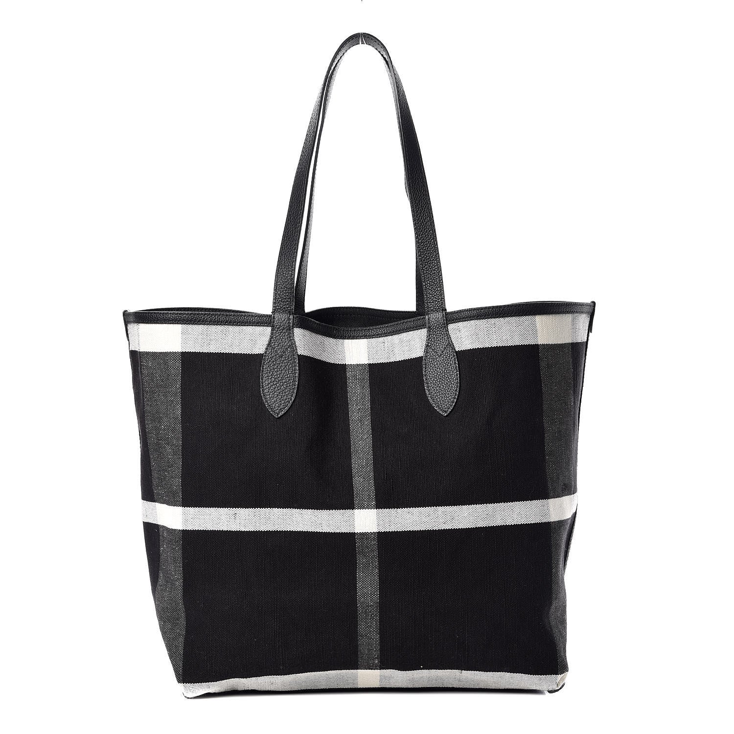 Burberry Coated Canvas Mega Check Sketchbook Medium Reversible Doodle Tote Black 3 of 13
