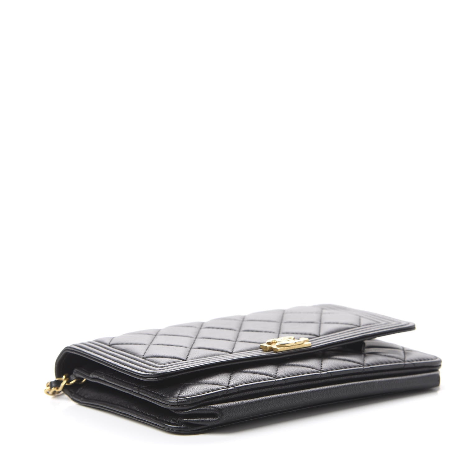 Chanel Calfskin Quilted Boy Wallet On Chain WOC Black 3 of 10