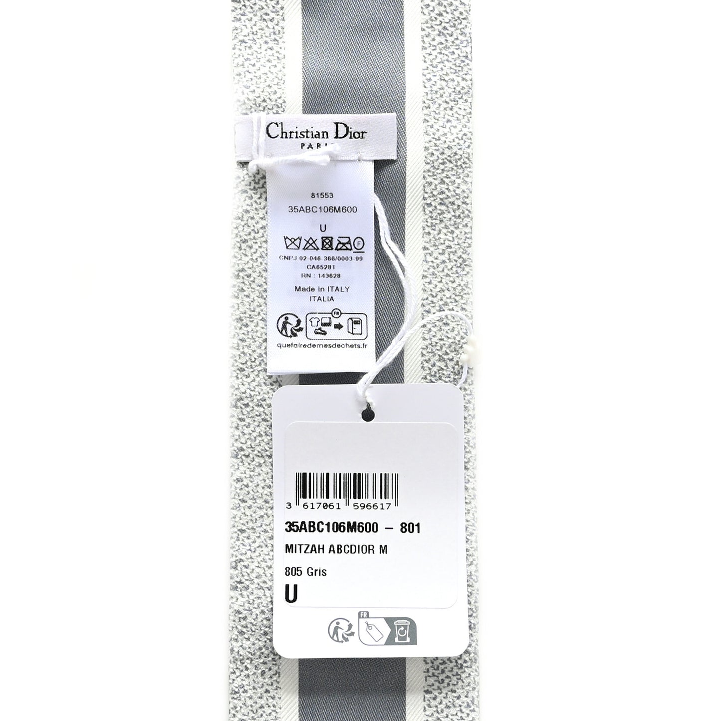 ABCDior M Silk Mitzah Scarf Gris
