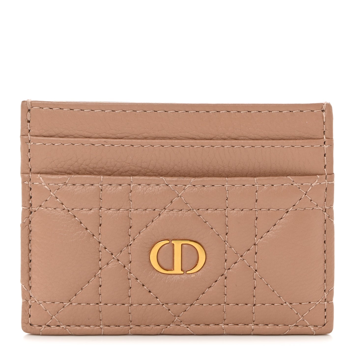 Supple Calfskin Cannage Caro Freesia Card Holder Rose De Vents