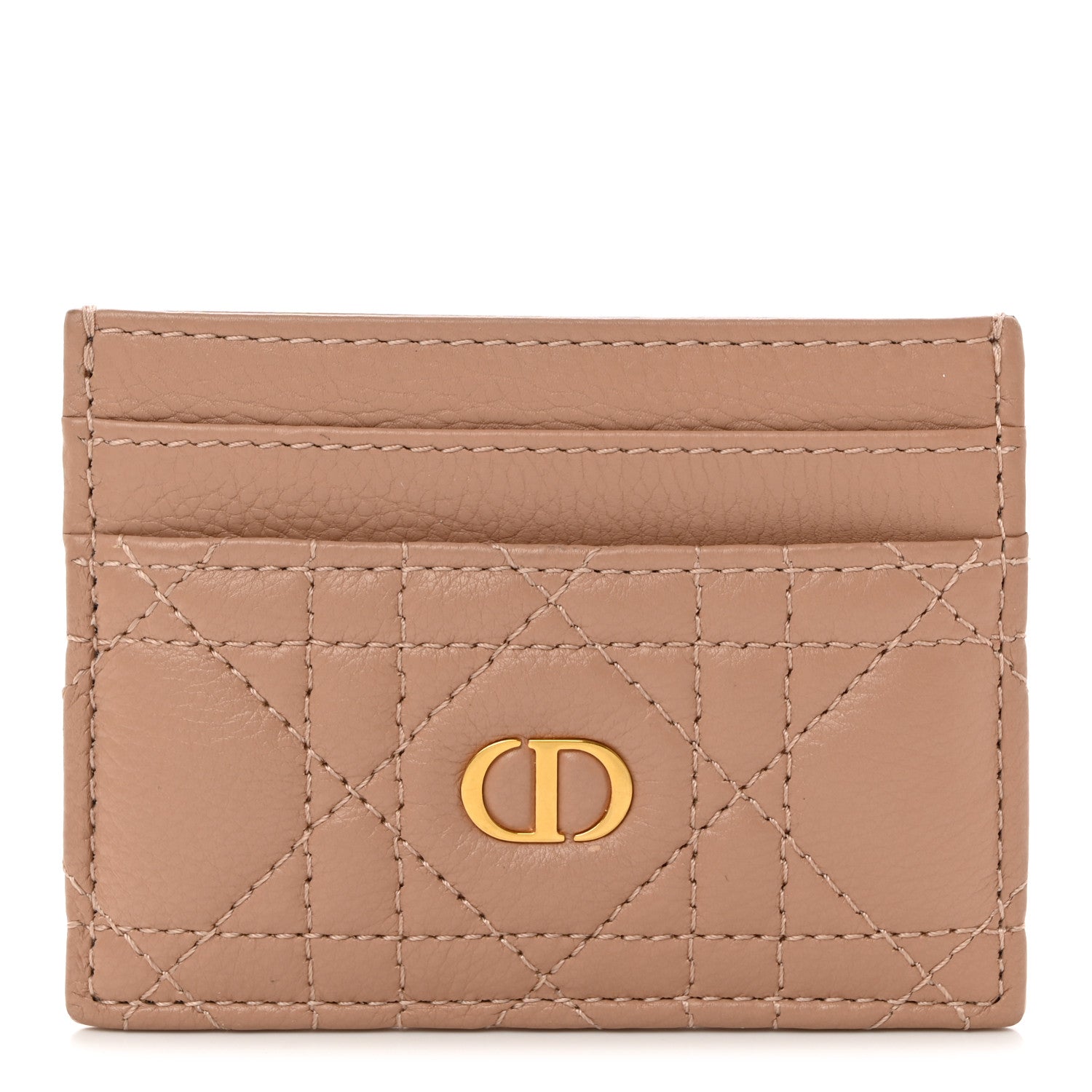 Christian Dior Supple Calfskin Cannage Caro Freesia Card Holder Rose De Vents 1 of 11