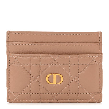 Christian Dior Supple Calfskin Cannage Caro Freesia Card Holder Rose De Vents 1 of 11
