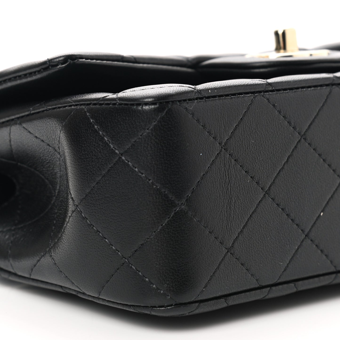 Lambskin Quilted Mini Top Handle Rectangular Flap Black