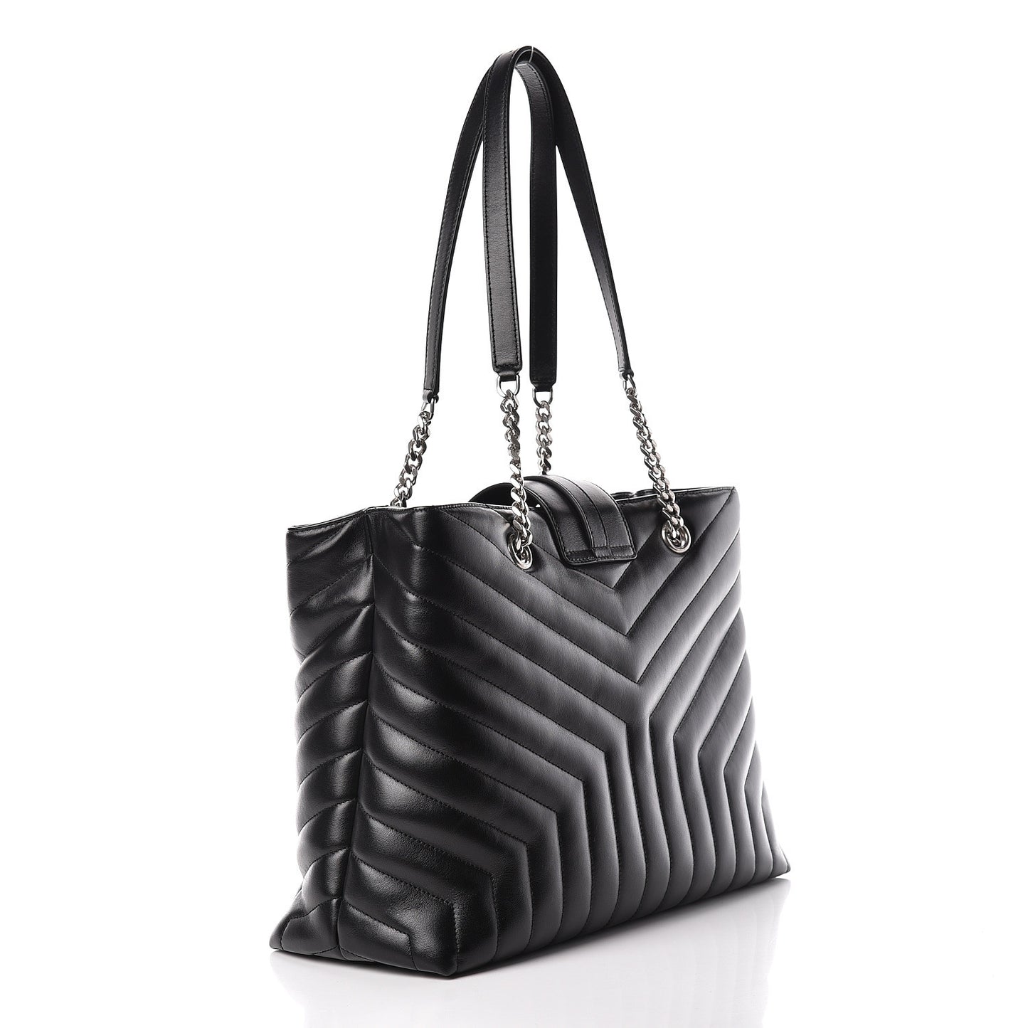 Calfskin Y Quilted Monogram Large Loulou Shopper Black