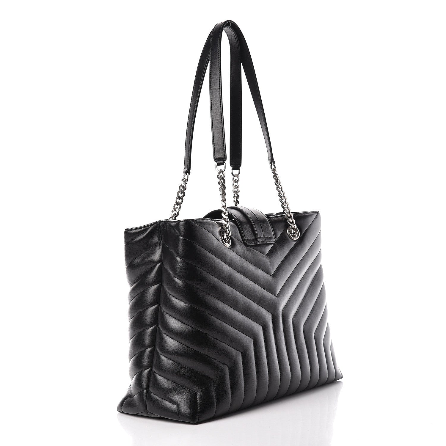 Saint Laurent Calfskin Y Quilted Monogram Large Loulou Shopper Black 3 of 11