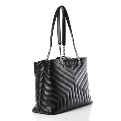 Saint Laurent Calfskin Y Quilted Monogram Large Loulou Shopper Black 3 of 11