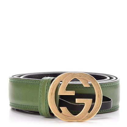 Gucci Calfskin Interlocking G Belt 80 32 Green 1 of 6