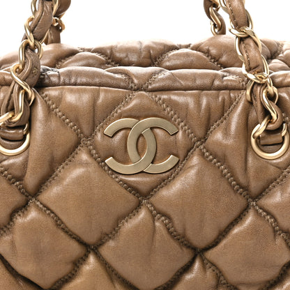 Chanel Lambskin Bubble Quilt Bowler Dark Beige 8 of 10