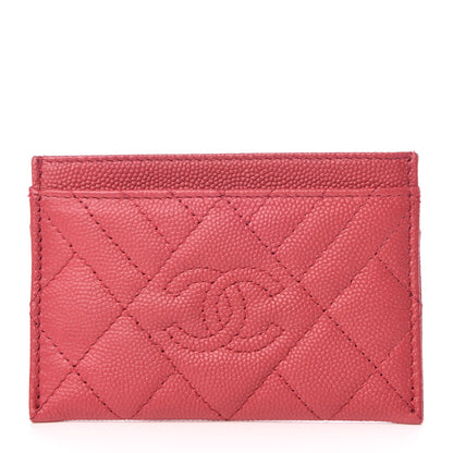 Chanel Caviar Quilted Diamond CC Duo Card Holder Pink 1 of 9