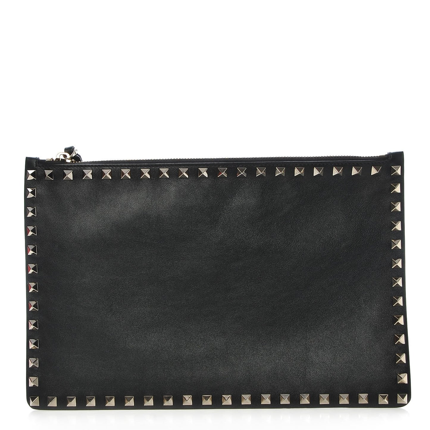 Vitello Large Rockstud Zip Pouch Black