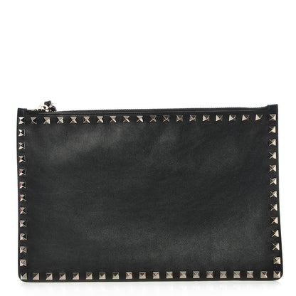 Valentino Garavani Vitello Large Rockstud Zip Pouch Black 1 of 8