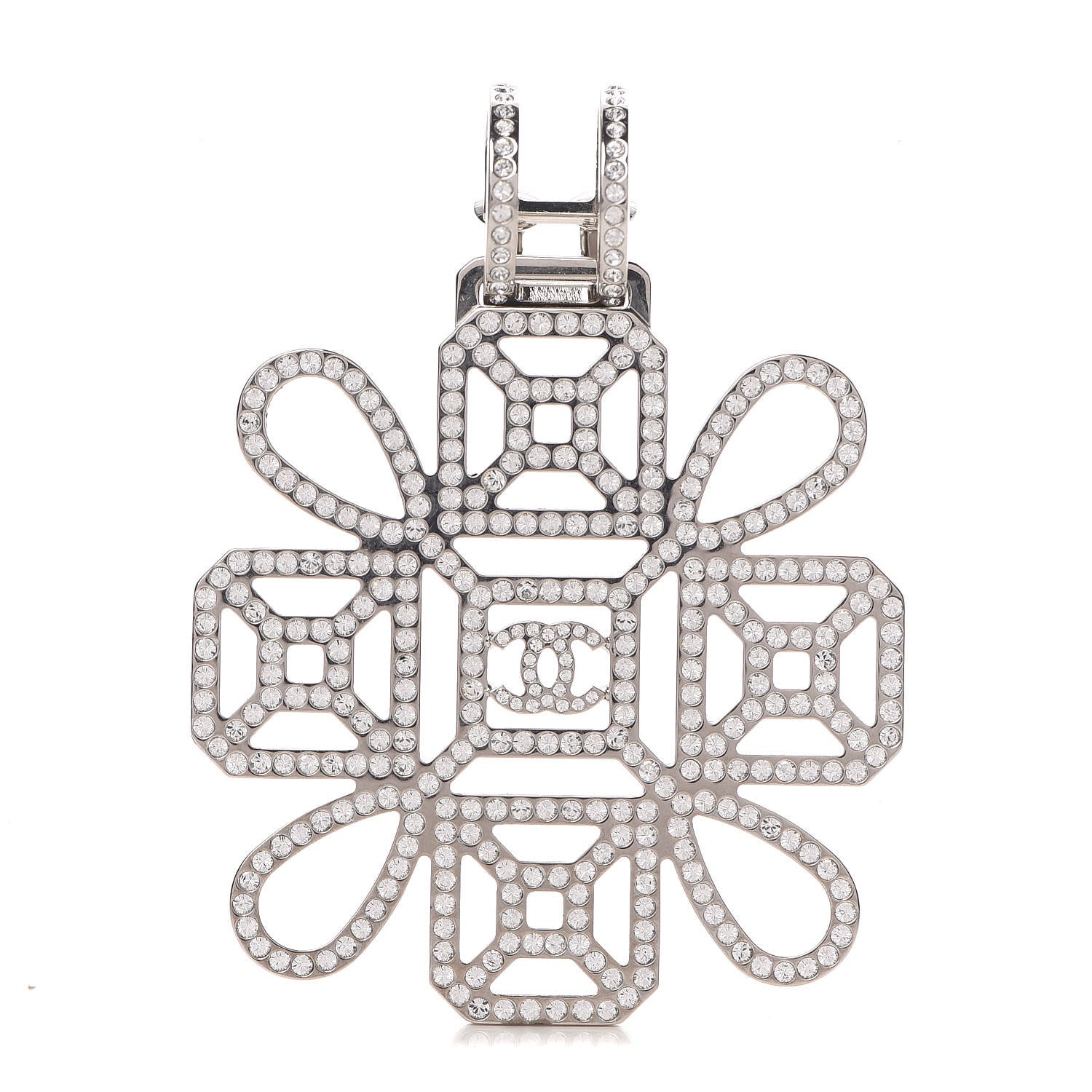 Chanel Crystal CC Brooch White Light Gold 1 of 5