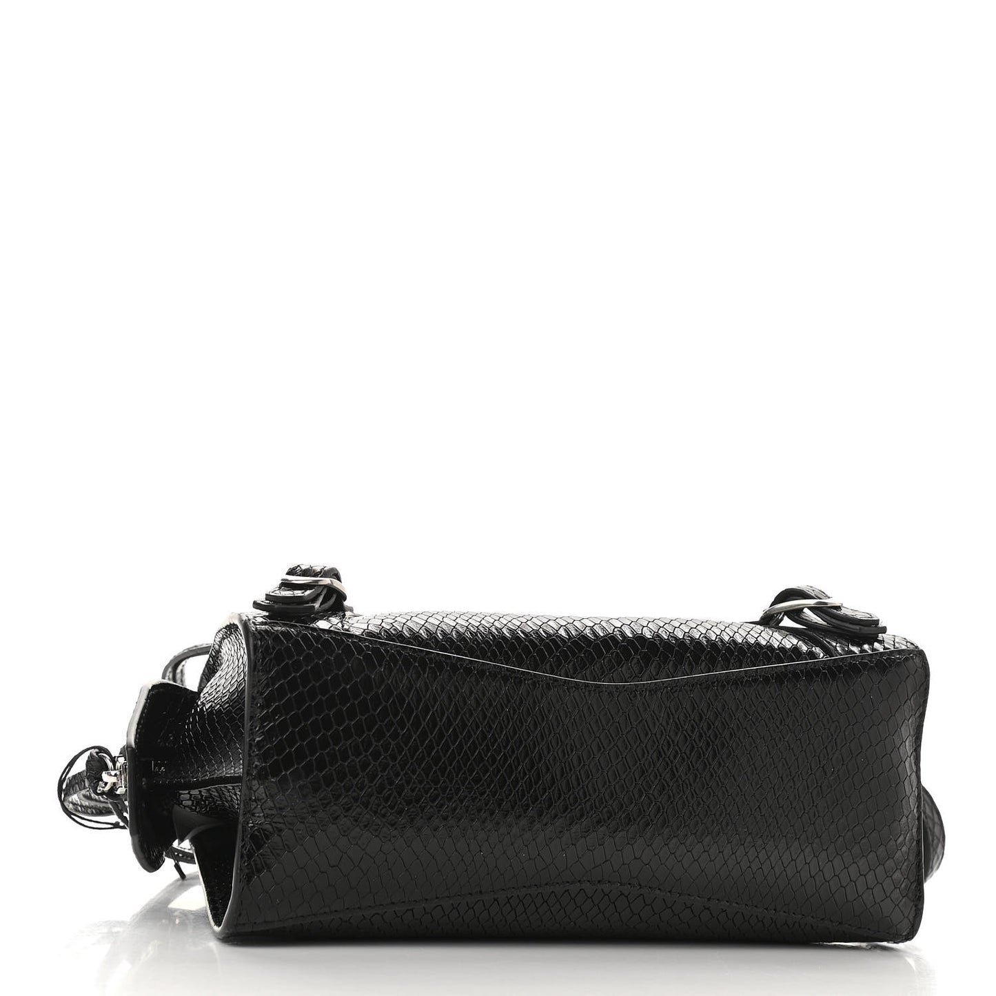 Grained Calfskin Snake Effect Silver Hardware Neo Classic Mini City Black