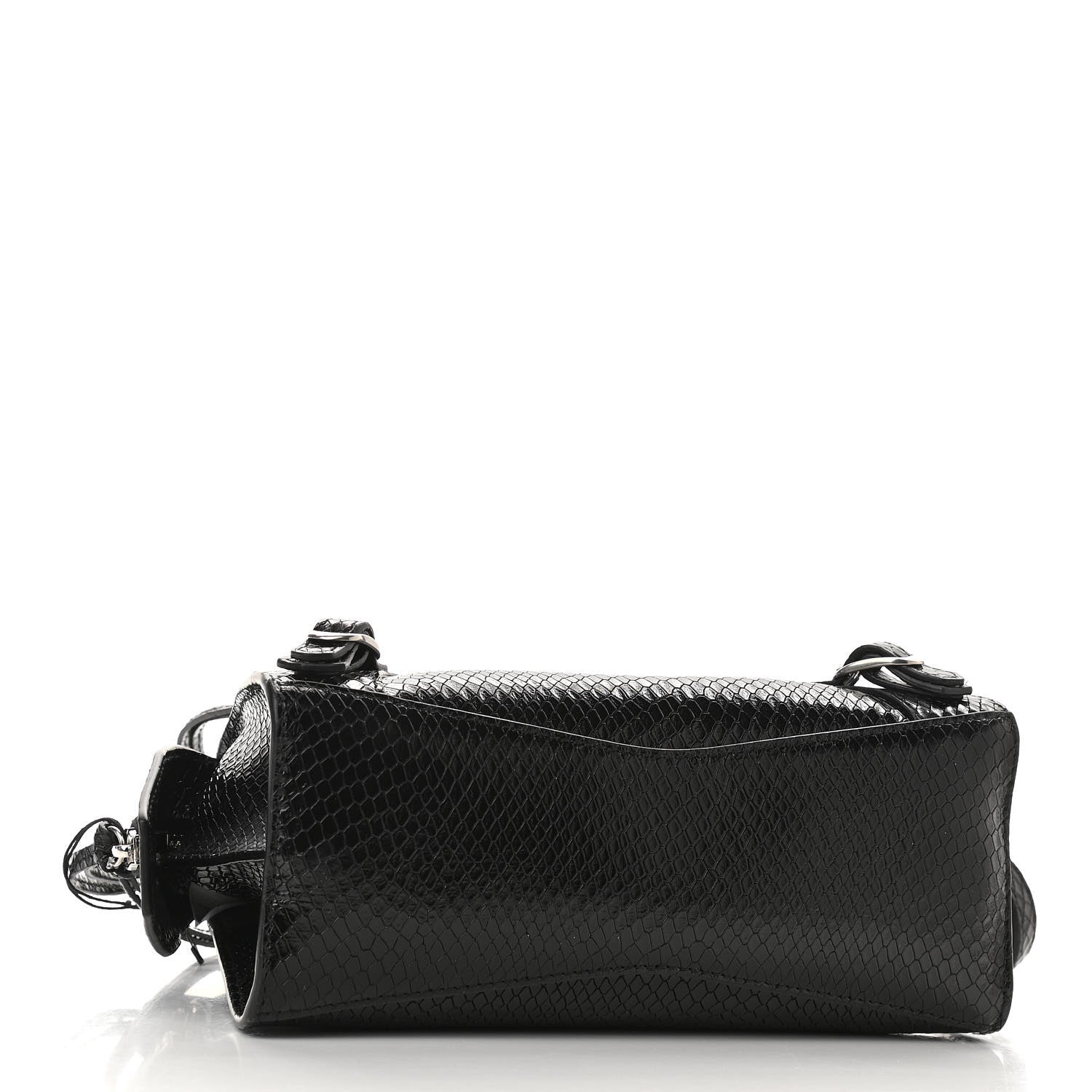Balenciaga Grained Calfskin Snake Effect Silver Hardware Neo Classic Mini City Black 4 of 7