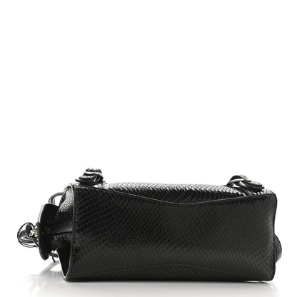 Balenciaga Grained Calfskin Snake Effect Silver Hardware Neo Classic Mini City Black 4 of 7