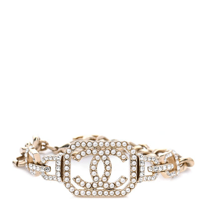 Chanel Crystal Pearl CC Vendome Bracelet Gold Pearly White 1 of 4
