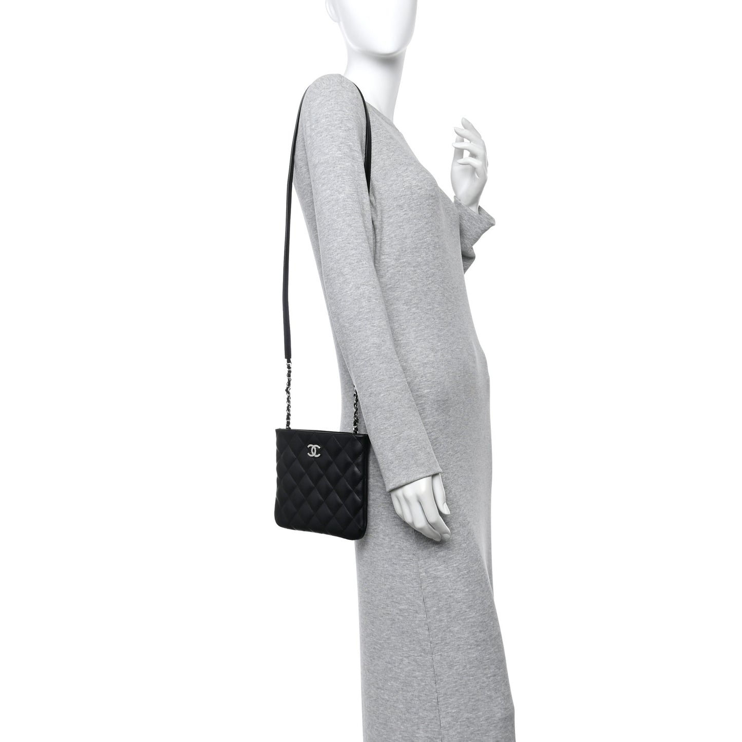 Lambskin Quilted Crossbody Bag Black
