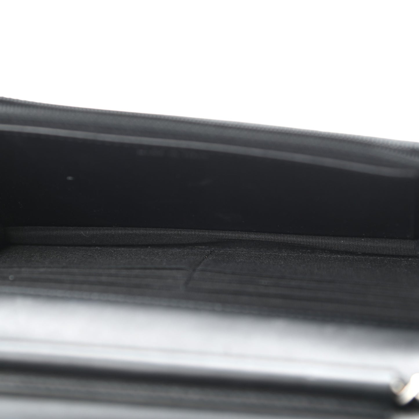 Patent Calfskin Quilted Boy Wallet On Chain WOC Black
