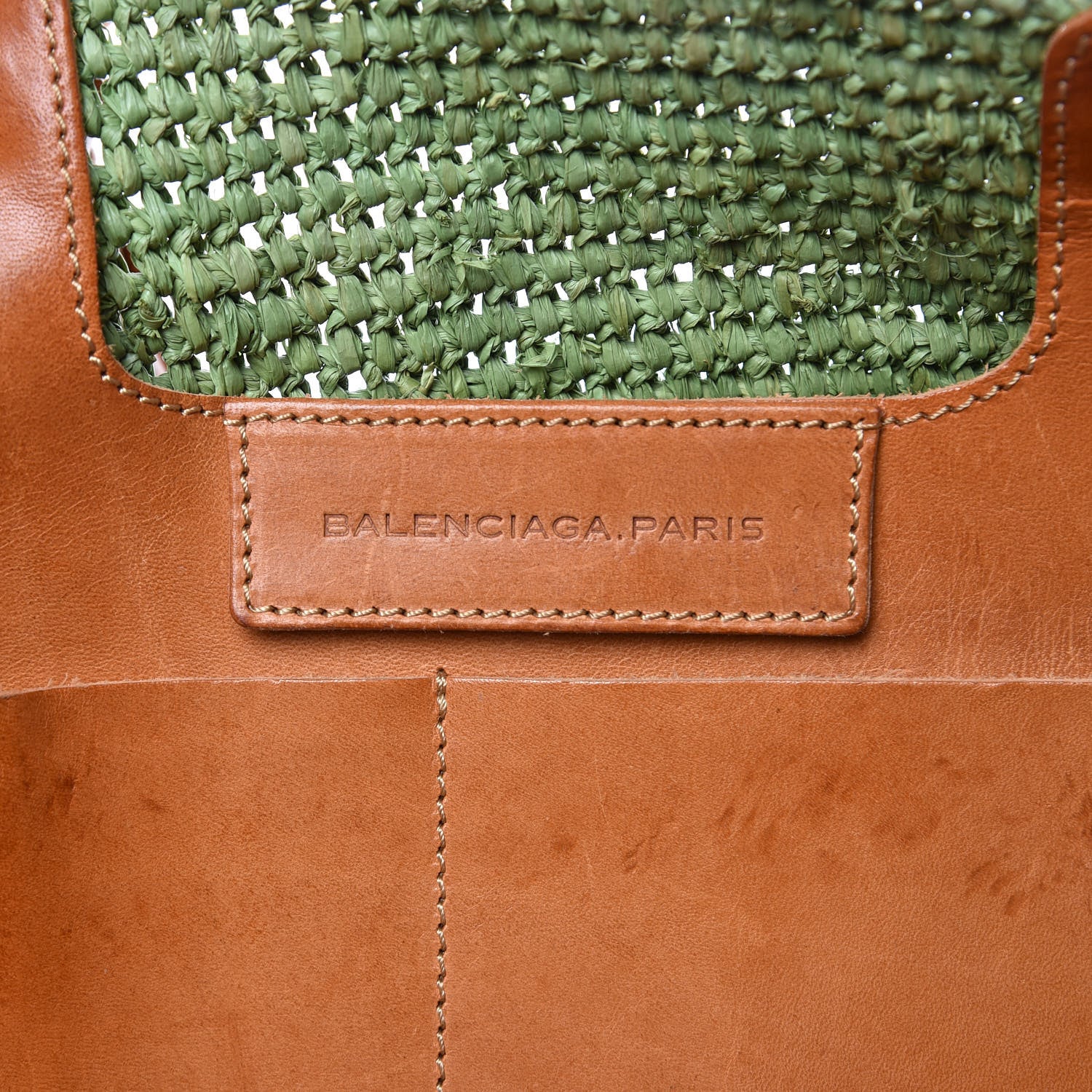 Balenciaga Raffia Calfskin Panier Basket Tote 6 of 14
