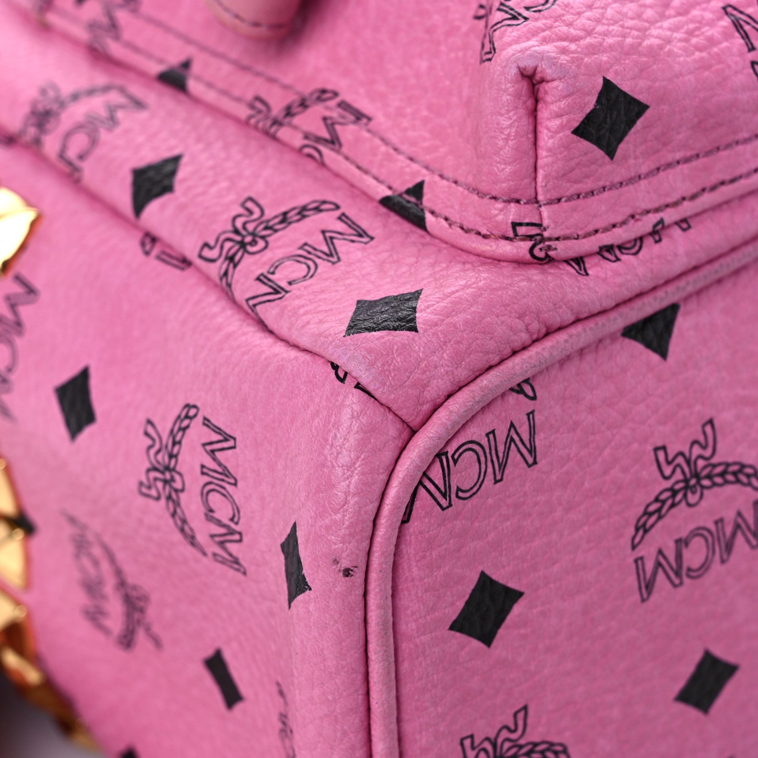 MCM Visetos Small Side Stud Stark Backpack Pink 6 of 19