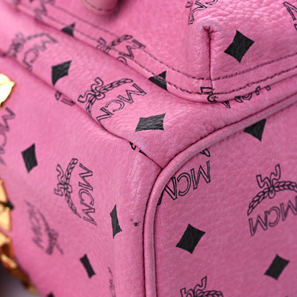 MCM Visetos Small Side Stud Stark Backpack Pink 6 of 19