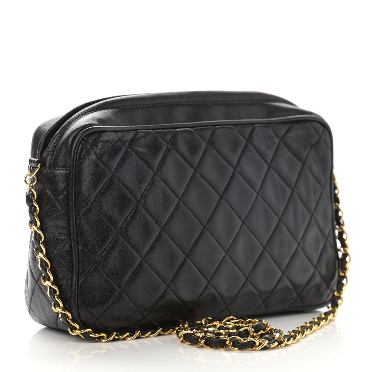 Lambskin Quilted CC Tassel Camera Case Black
