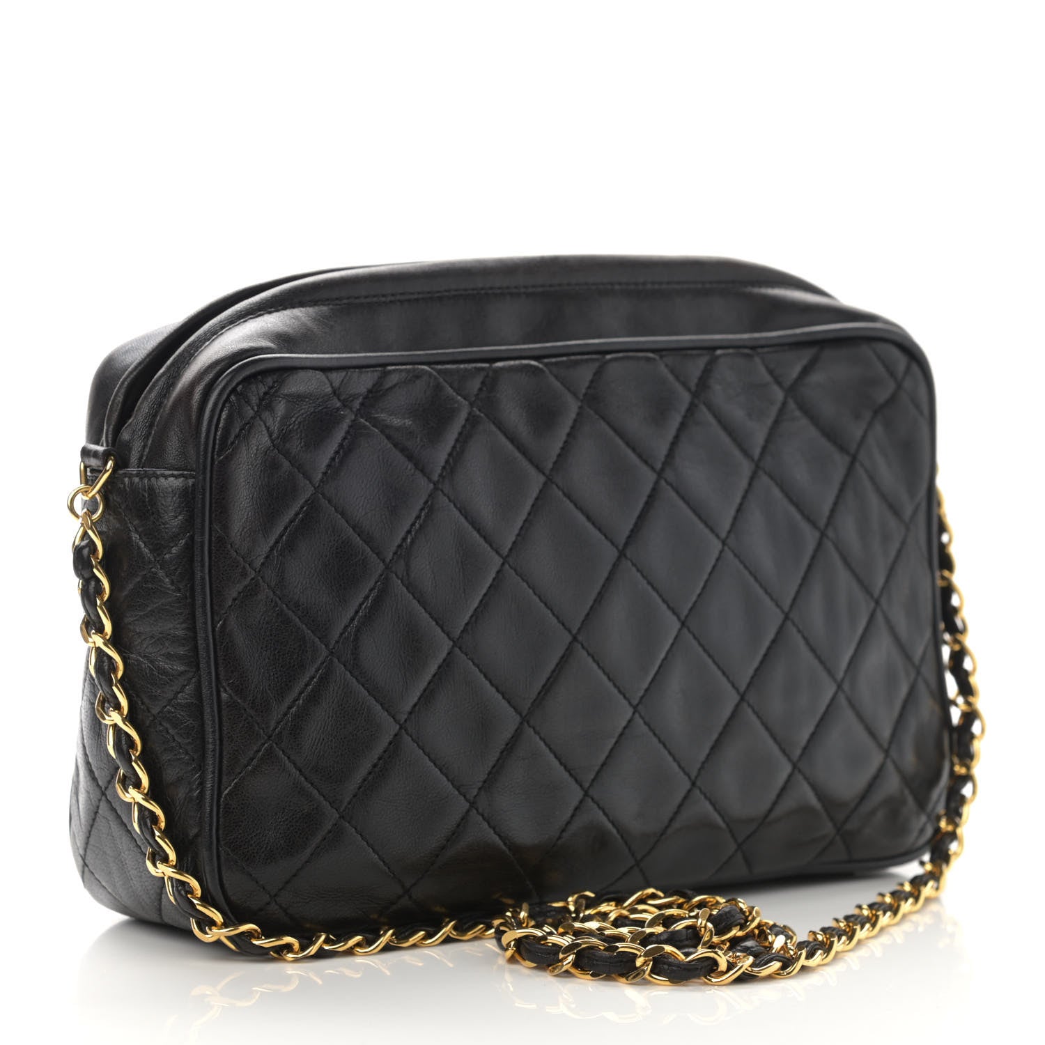 Chanel Lambskin Quilted CC Tassel Camera Case Black 3 of 12