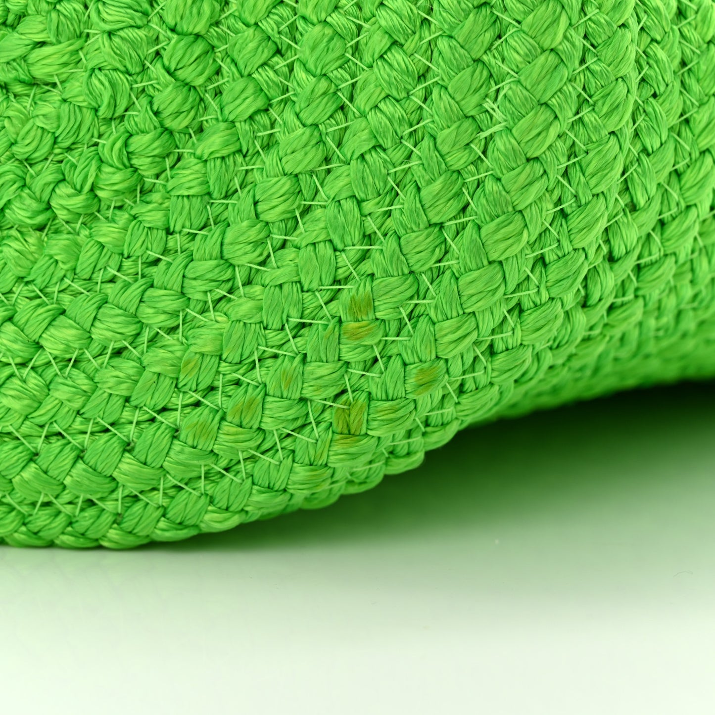 Nylon Lambskin Woven Small Ibiza Basket With Strap Green