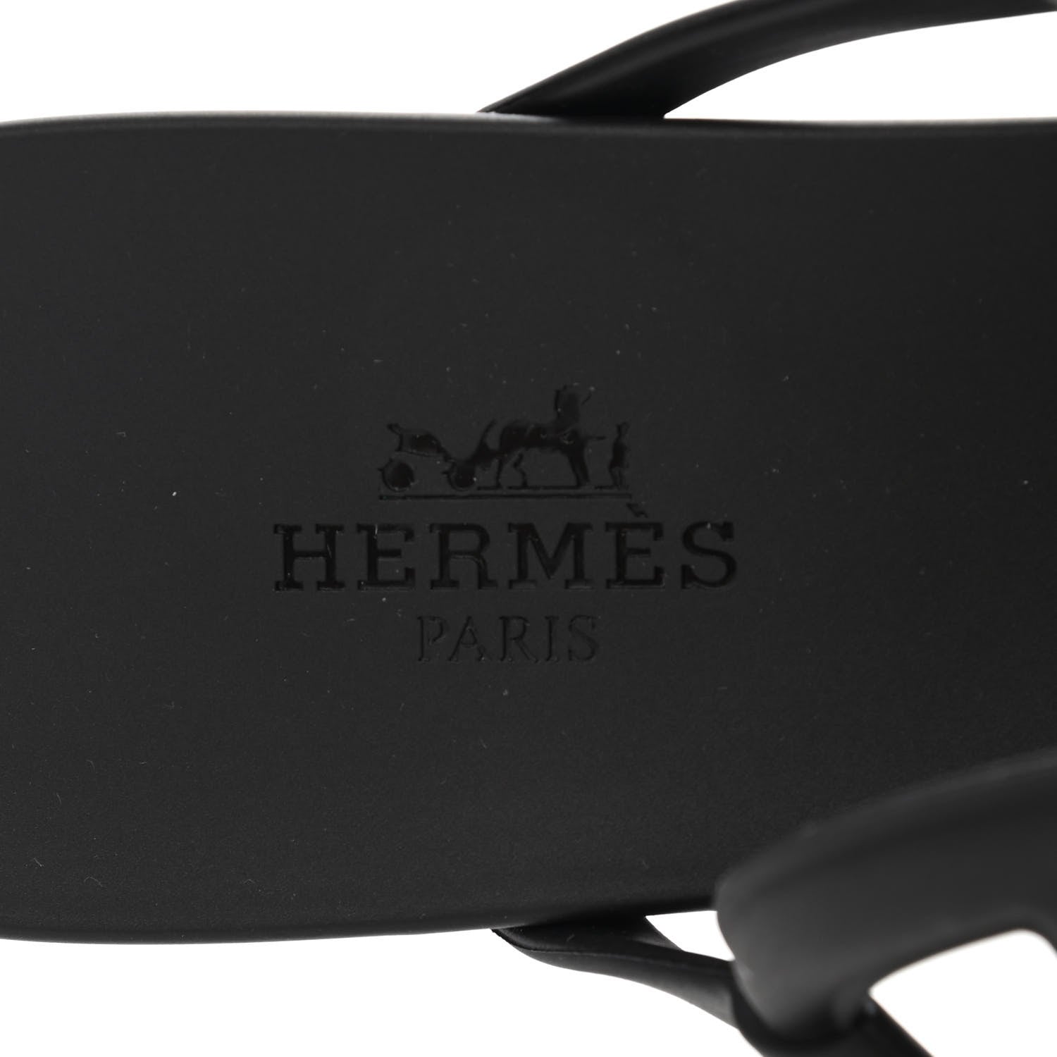 Hermes Rubber Womens Egerie Sandals 37 Black 7 of 9