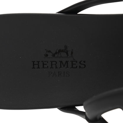 Hermes Rubber Womens Egerie Sandals 37 Black 7 of 9