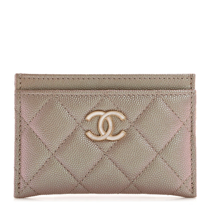 Chanel Iridescent Caviar Quilted Card Holder Beige 1 of 10