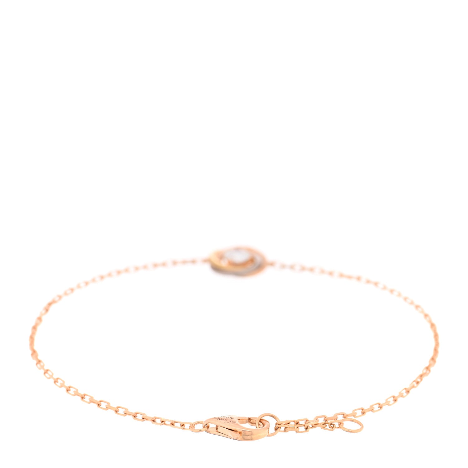 Cartier 18K Pink Yellow White Gold Diamond Trinity One Diamond Chain Bracelet 2 of 3