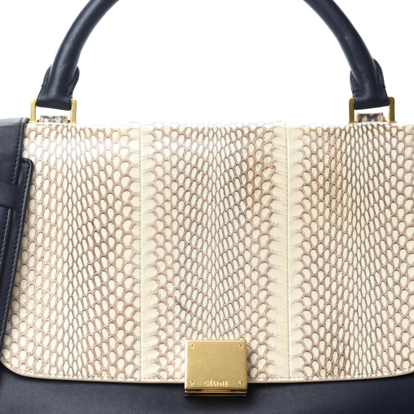 Cobra Calfskin Suede Small Tri-Color Trapeze Natural