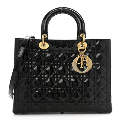 Christian Dior Patent Cannage Large Lady Dior Black 1 of 16