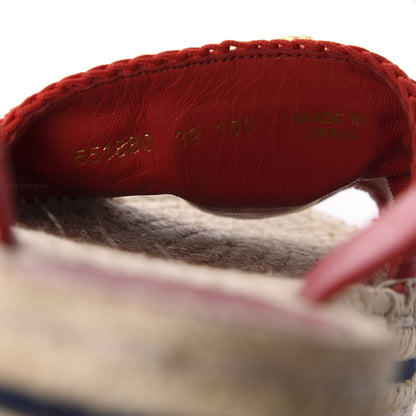 Gucci Cotton Malaga Kid Crochet Pearly GG Lilibeth Espadrille Platform Sandals 39 Hibiscus Red 11 of 13