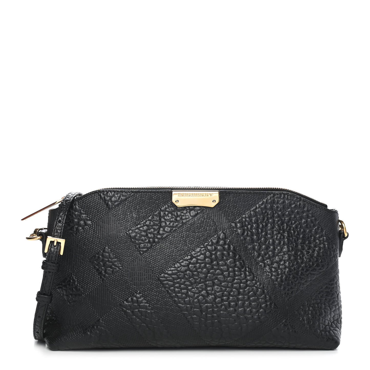 Signature Grain Calfskin Check Embossed Small Chichester Crossbody Clutch Bag Black