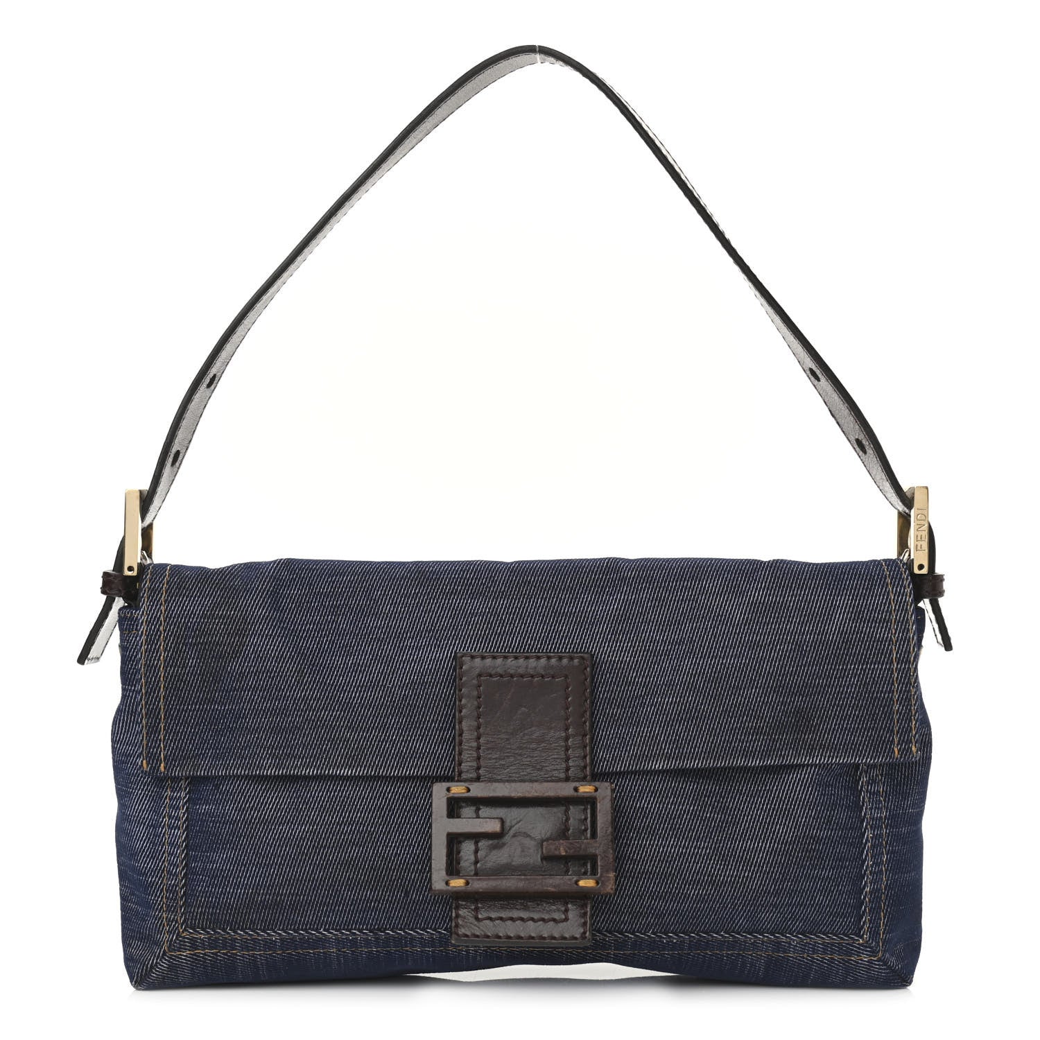 Fendi Denim Medium Convertible Baguette Blue 1 of 12