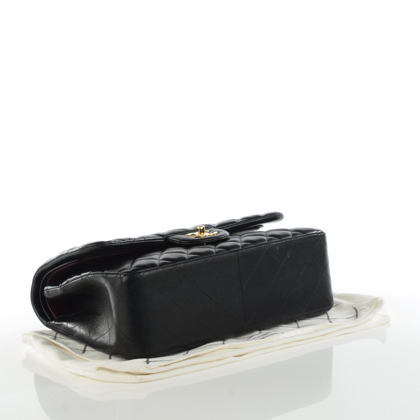 Lambskin Quilted Jumbo Double Flap Black