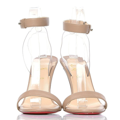 Christian Louboutin Nappa Shiny PVC Jonatina 100 Sandals 37.5 Nude 2 of 7