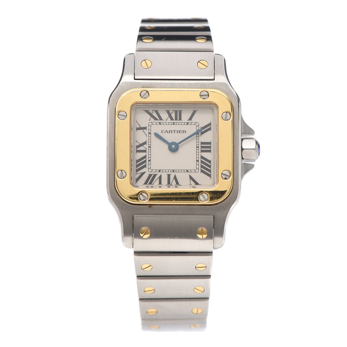 Stainless Steel 18K Yellow Gold 24mm Santos De Cartier Galbee Quartz Watch
