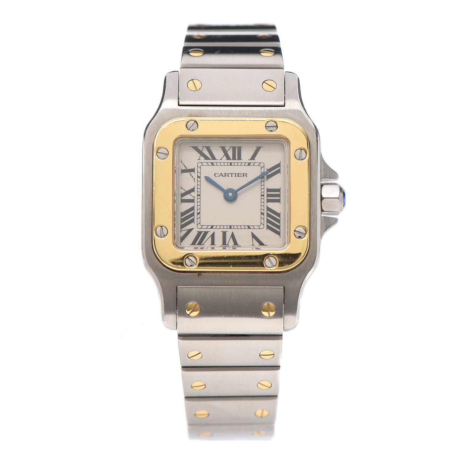 Cartier Stainless Steel 18K Yellow Gold 24mm Santos De Cartier Galbee Quartz Watch 1 of 5