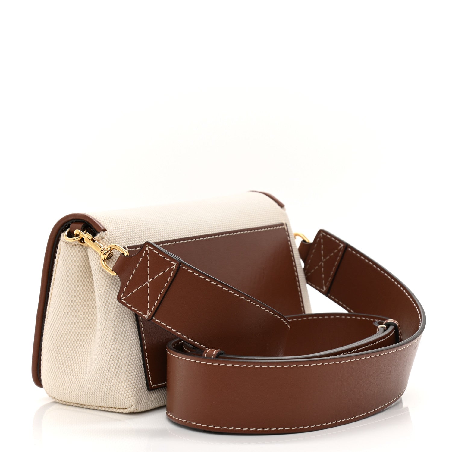 Burberry Cotton Canvas Horseferry Print Small Crossbody Bag White Tan 3 of 9