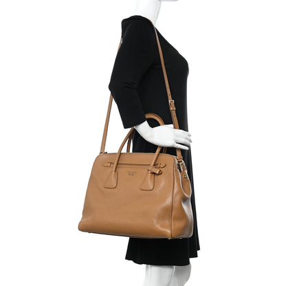 Prada Saffiano Cuir Double Zip Frame Tote Caramel 2 of 11