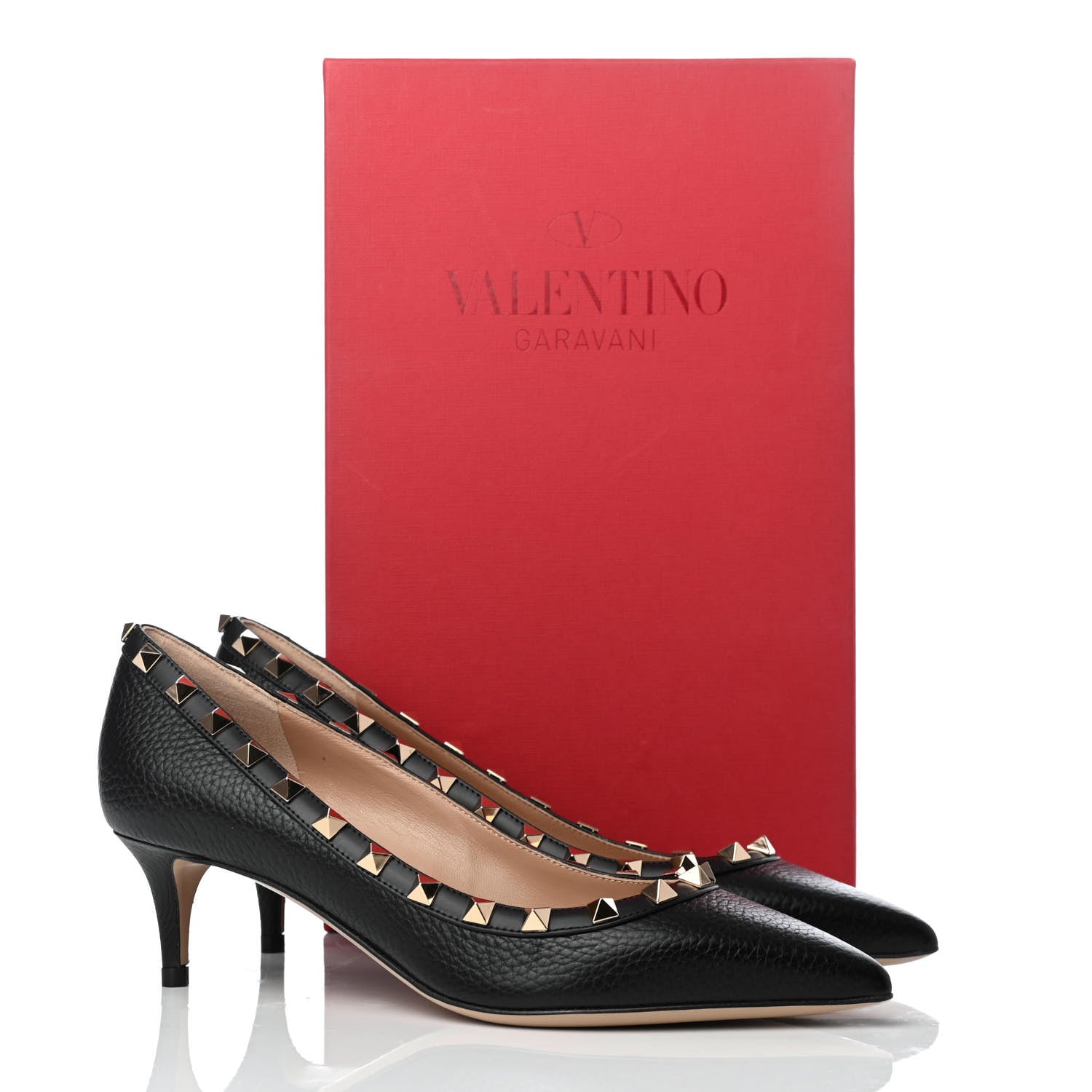 Valentino Garavani Pebbled Calfskin Rockstud 50mm Pumps 36 Black 11 of 11